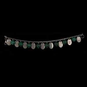 Stainless Steel Fruit of the Spirit Charm Bracelet with Malachite Beads