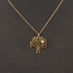 Gold Plated Stainless Steel Small Tree of Life with CZ on 50cm Gold Plated Stainless Steel Chain Detail
